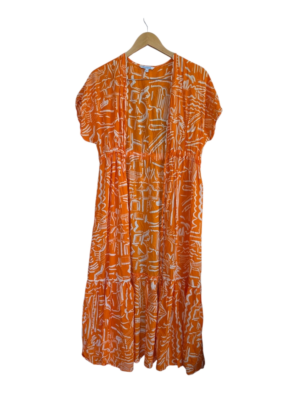 blue island Orange & White Printed Short-Sleeve Coverup Dress